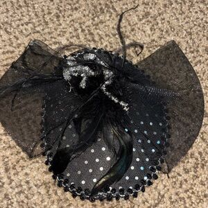 Vintage Elegant Black Fascinator with Silver Accents
